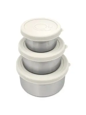 Smikkels Set van 3 RVS Snack- en Fruitbakjes | Wit