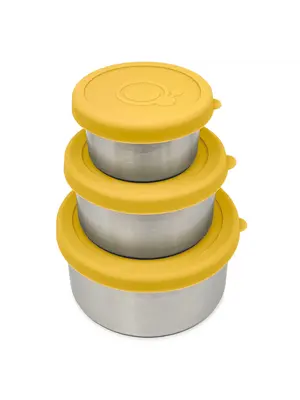 Smikkels Set van 3 RVS Snack- en Fruitbakjes | Geel