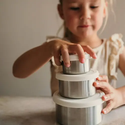 Smikkels Set van 3 RVS Snack- en Fruitbakjes | Blauw