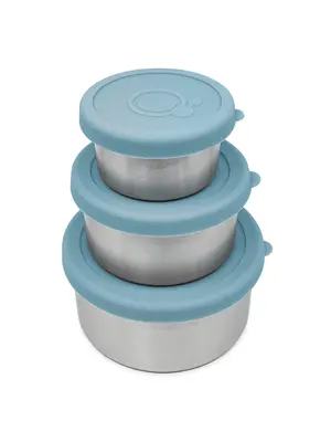 Smikkels Set van 3 RVS Snack- en Fruitbakjes | Blauw