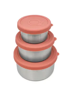 Smikkels Set van 3 RVS Snack- en Fruitbakjes | Roze