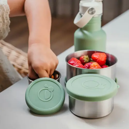 Smikkels Set van 3 RVS Snack- en Fruitbakjes | Groen