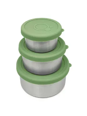 Smikkels Set van 3 RVS Snack- en Fruitbakjes | Groen
