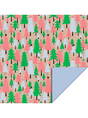House of products Inpakpapier Kerst - Tree Graphic Beige - Bomen - Blue - Blauw