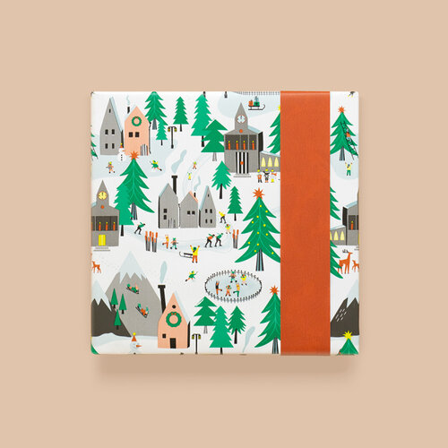 House of products Inpakpapier Kerst- Village - Dorp - Orange -Oranje