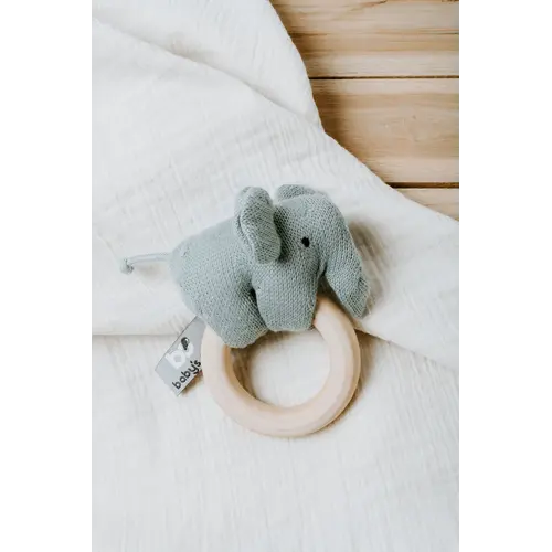 Baby's Only Houten Rammelaar Olifant Stone Green Baby's Only Houten Rammelaar Olifant Stone Green