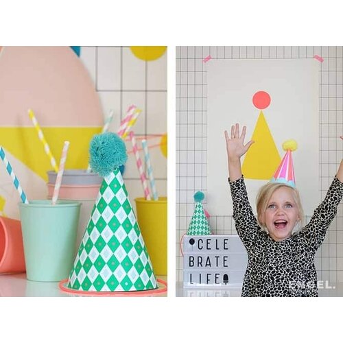 Engelpunt Zeefdruk Poster Feesthoed 50 x 70 cm