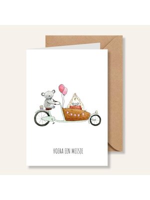 Juulz Kaart | Hoera een meisje | Bakfiets