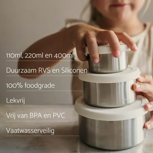 Smikkels Set van 3 RVS Snack- en Fruitbakjes | Roze Smikkels Set van 3 RVS Snack- en Fruitbakjes | Roze