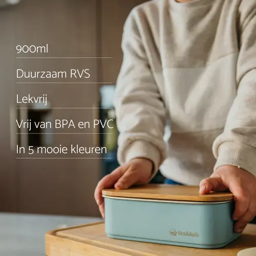 Smikkels RVS Lunchbox - Broodtrommel - zacht wit