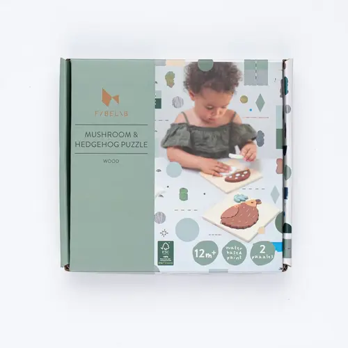 Fabelab Puzzel - 2 stuks - Paddenstoel en Egel
