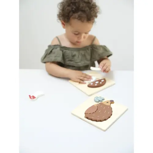 Fabelab Puzzel - 2 stuks - Paddenstoel en Egel