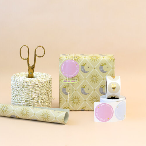 House of products Inpakpapier - Baby - Zon - Maan | Geel en Blauw