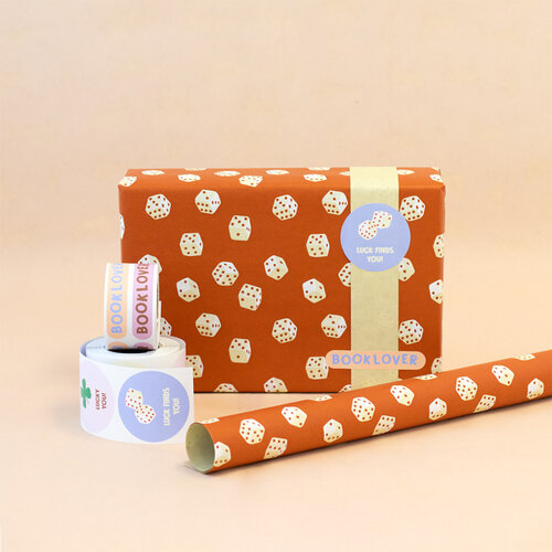 House of products Inpakpapier - Dobbelstenen | Roodbruin en Creme