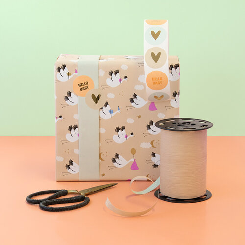 House of products Inpakpapier Baby Bird Beige - Pistache