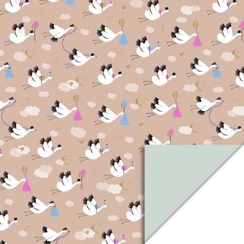 House of products Inpakpapier Baby | Ooievaar Bird Beige - Pistache