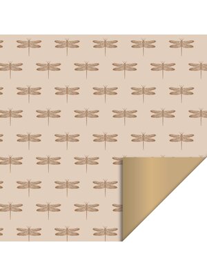 House of products Inpakpapier -Dragonfly Beige - Gold