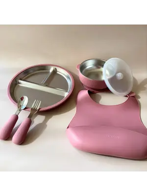 Mimimeal RVS Kinderservies Set | Roze Mimimeal RVS Kinderservies Set | Roze
