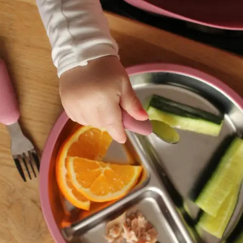 Mimimeal RVS Kinderservies Set | Roze Mimimeal RVS Kinderservies Set | Roze