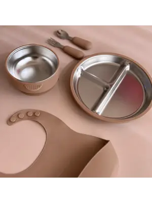 Mimimeal RVS Kinderservies Set | Caramel Mimimeal RVS Kinderservies Set | Caramel