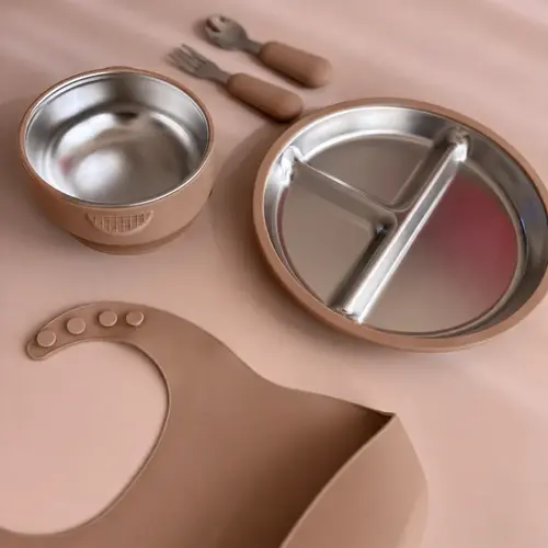 Mimimeal RVS Kinderservies Set | Caramel Mimimeal RVS Kinderservies Set | Caramel