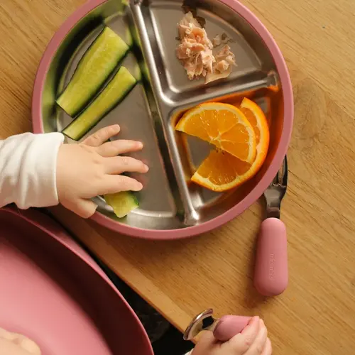 Mimimeal RVS Kinderservies Set | Roze Mimimeal RVS Kinderservies Set | Roze