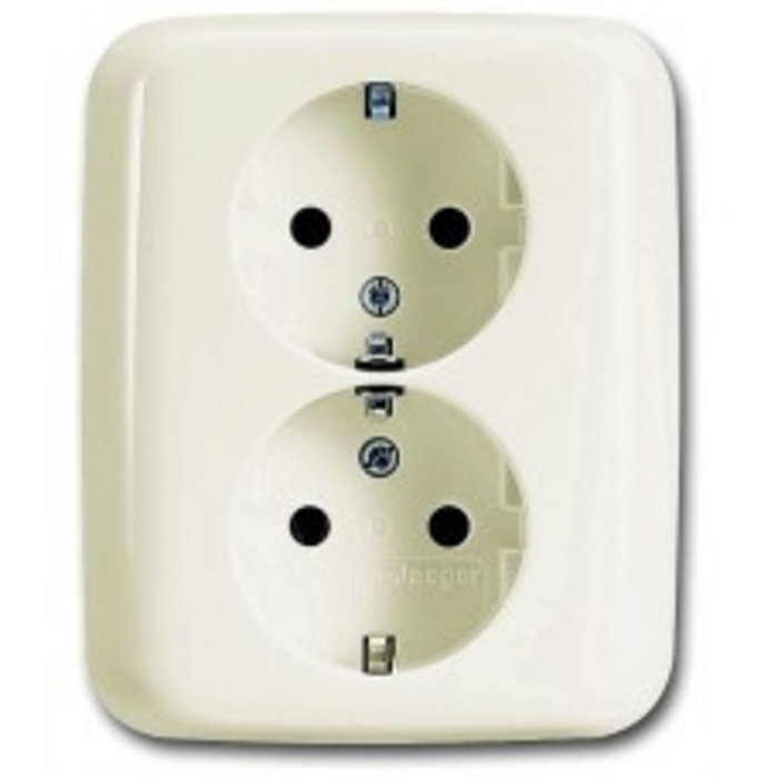 Busch-Jaeger Busch-Jaeger wandcontactdoos + RA 2V wit (creme) 20-02 EUJR-212-503