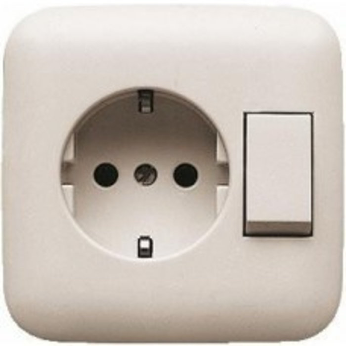 Busch-Jaeger Busch-Jaeger wandcontactdoos + randaarde + wissel wit (creme) 4310/6 EUJ-212-500