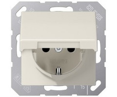Jung Jung Wandcontactdoos met klepje wit (creme) AS1520NKL