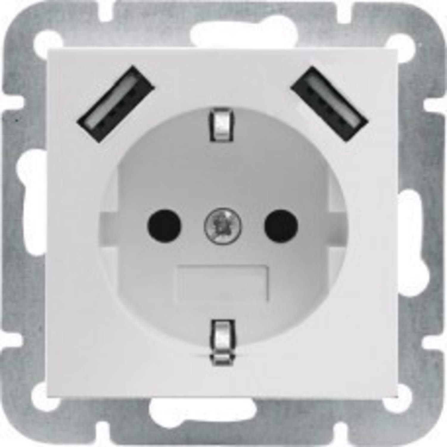 lichten Coöperatie capsule Wandcontactdoos met RA + kinderveilig met 2 USB lader aansluiting Zuiverwit  (Hagelwit) - Elektrawebshop