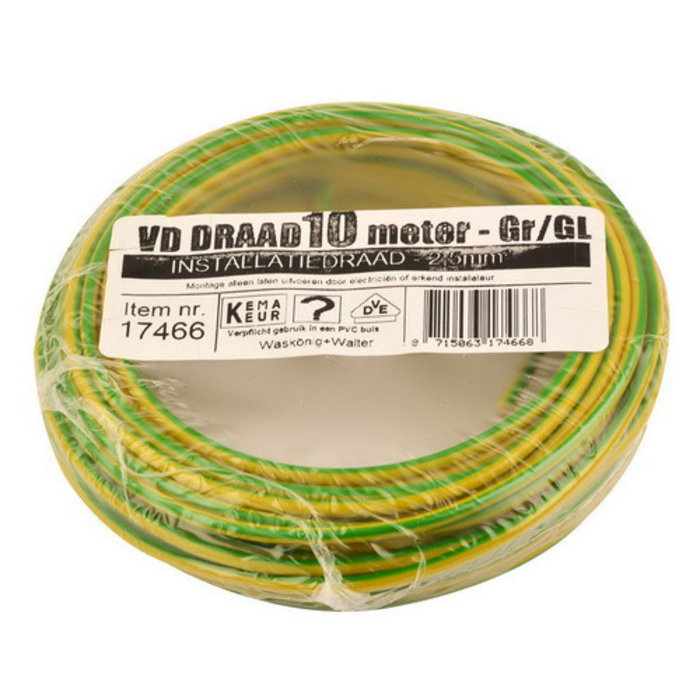 OEM OEM VD draad 2.5mm groen/geel 10 meter