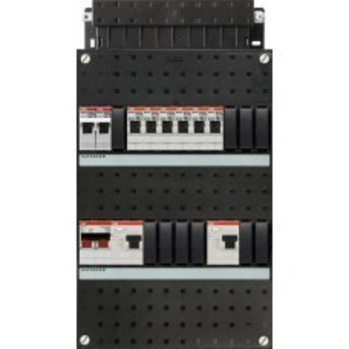 ABB ABB groepenkast 1-fase, 6 groepen, 2 Aardlekschakelaars 2-P, 1 fornuisgroep 2x230V, 1 hoofdschakelaar 2-P 40A