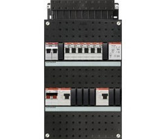 ABB ABB groepenkast 1-fase, 6 groepen, 2 Aardlekschakelaars 2-P, 1 fornuisgroep 2x230V, 1 beltrafo, 1 hoofdschakelaar 2-P 40A