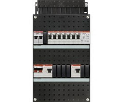 ABB ABB groepenkast 1-fase, 7 groepen, 2 Aardlekschakelaars 2-P, 1 fornuisgroep 2x230V, 1 beltrafo, 1 hoofdschakelaar 2-P 40A