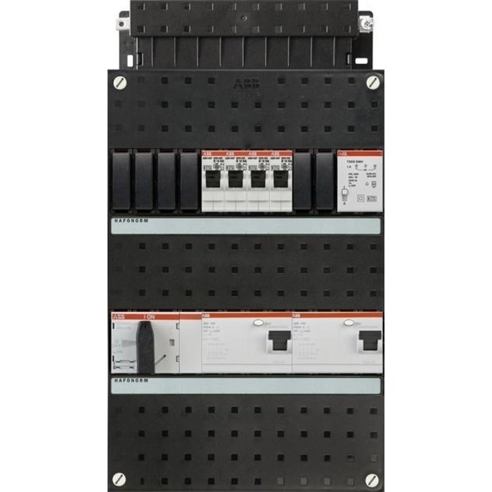 ABB ABB groepenkast 3-fase, 4 groepen, 2 Aardlekschakelaars 4-P, 1 beltrafo, 1 hoofdschakelaar 4-P 40A