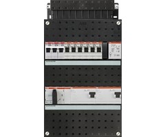 ABB ABB groepenkast 3-fase, 6 groepen, 2 Aardlekschakelaars 4-P, 1 kookgroep 3x400V, 1 beltrafo, 1 hoofdschakelaar 4-P 40A