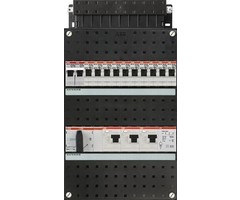 ABB ABB groepenkast 3-fase, 10 groepen, 3 Aardlekschakelaars 2-P, 1 fornuisgroep 2x230V, 1 beltrafo, 1 hoofdschakelaar 4-P 40A