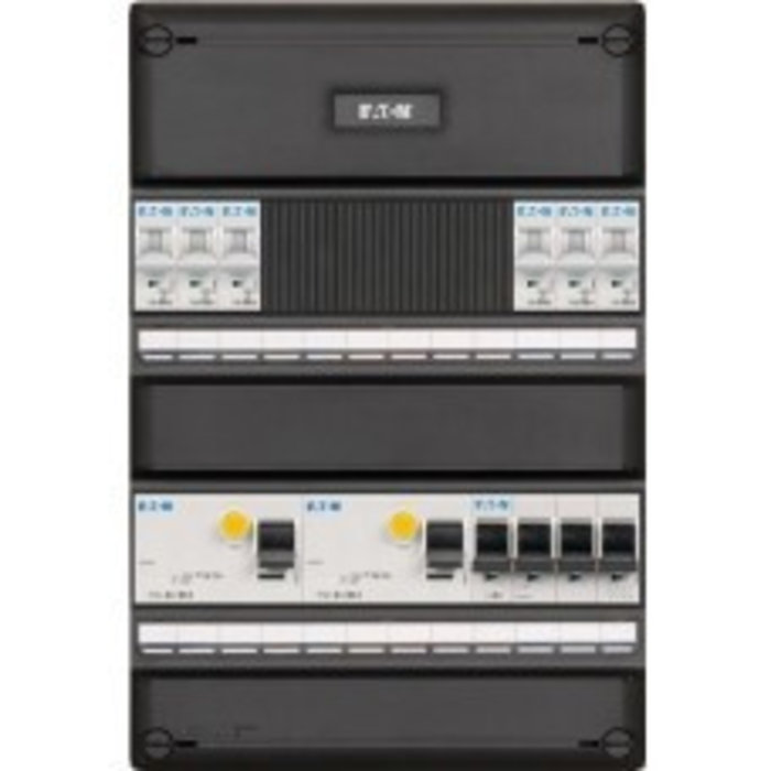 Eaton Eaton groepenkast 3-fase, 6 groepen, 2 Aardlekschakelaars 4-P, 1 hoofdschakelaar 4-P, systeem 55 I-62G3400-HS-64