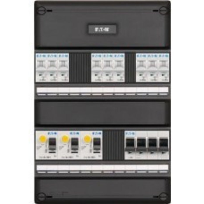 Eaton Eaton groepenkast 3-fase, 9 groepen, 3 Aardlekschakelaars 2-P, 1 hoofdschakelaar 4-P, systeem 55 I-93V1400-HS-64