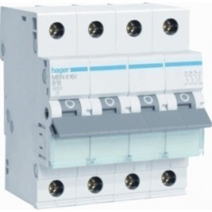 Hager Hager Installatieautomaat 3P+N B16 - MBN616E