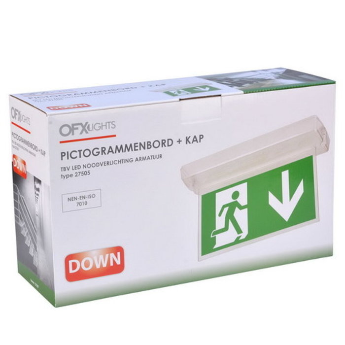 OFXlights noodverlichtingbord uitgang onder