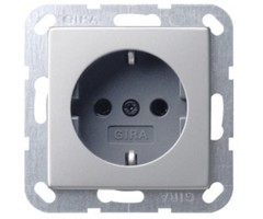 Gira Gira Wandcontactdoos met randaarde 1V Edelstaal 0466600