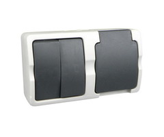 Ratio Ratio Combinatie serieschakelaar/wcd randaarde horizontaal waterdicht opbouw Grijs