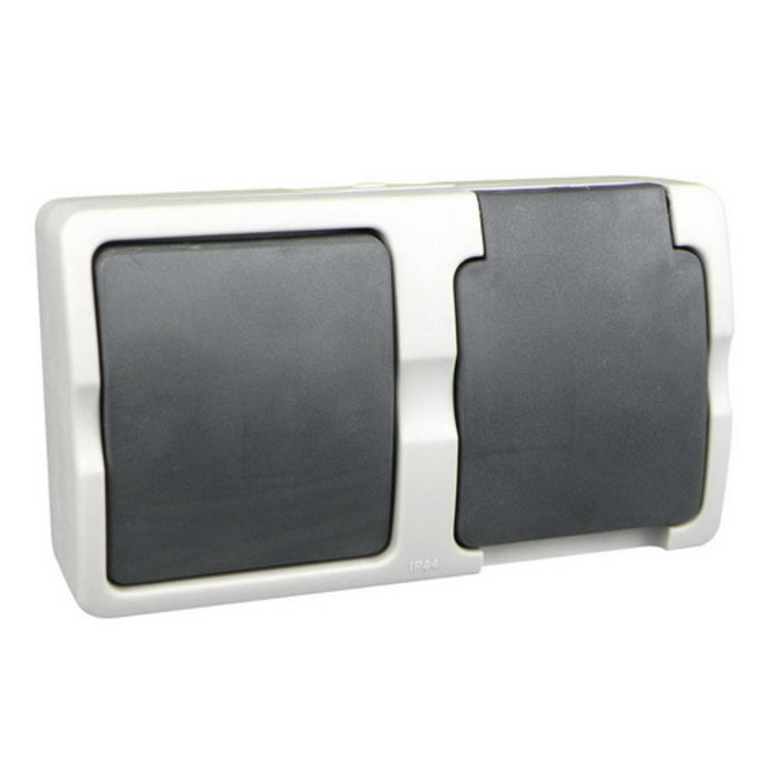 Ratio Ratio Combinatie wisselschakelaar/wcd randaarde horizontaal waterdicht opbouw Grijs