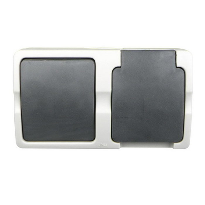 Ratio Ratio Combinatie wisselschakelaar/wcd randaarde horizontaal waterdicht opbouw Grijs