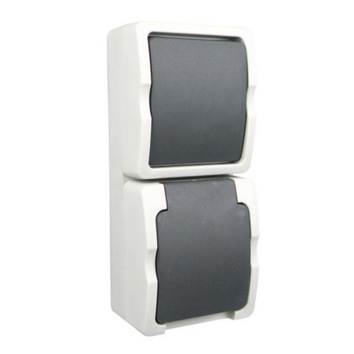 Ratio Ratio Combinatie wisselschakelaar/wcd randaarde verticaal waterdicht opbouw Grijs