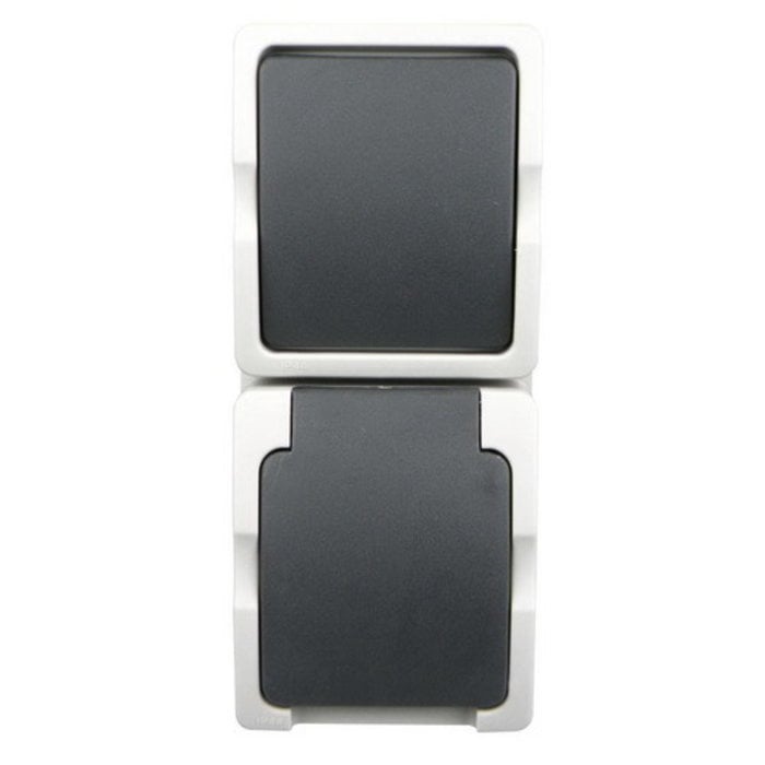 Ratio Ratio Combinatie wisselschakelaar/wcd randaarde verticaal waterdicht opbouw Grijs