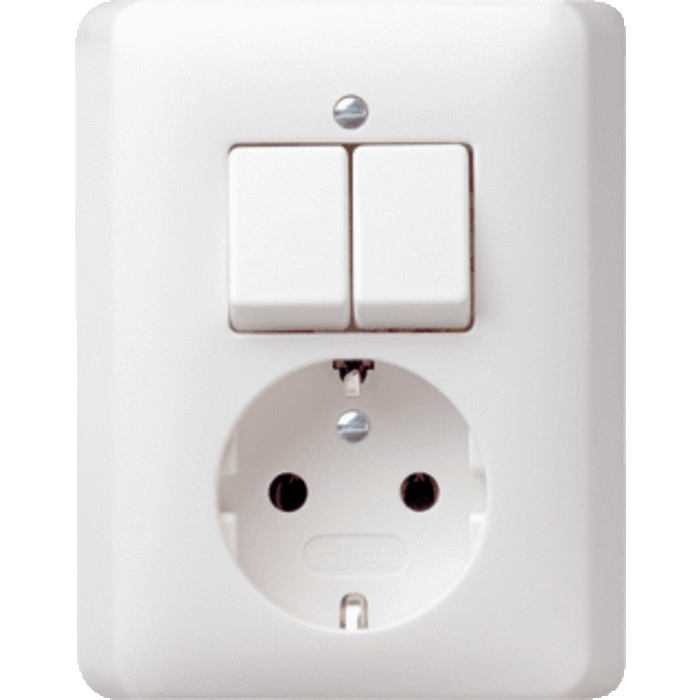 Gira Gira Standaard 55 Combinatie serieschakelaar/stopcontact met randaarde Zuiver Wit 17503
