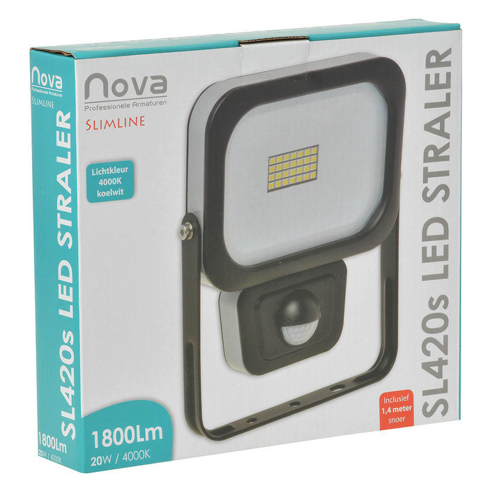 Nova LED straler SL420S Slimline 20W 4000K 1800 lumen +Sensor