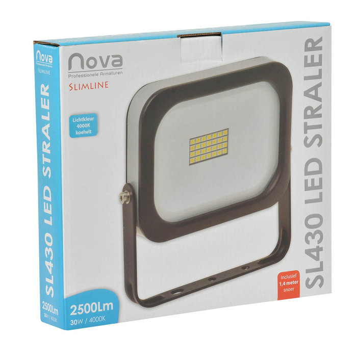 Nova LED Straler / Bouwlamp SL30 Slimeline 30 Watt - 4000K - 2500 Lumen